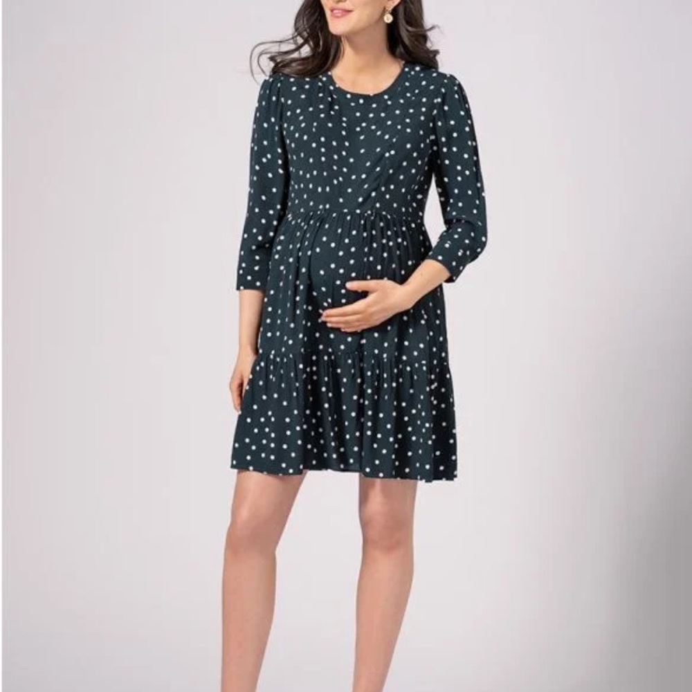 Seraphine Green Polka Dot Maternity & Nursing Dress